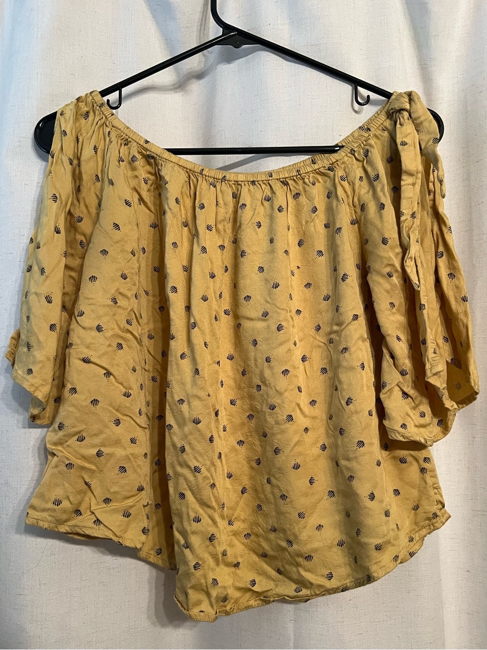 Billabong Mustard Yellow Off-Shoulder Floral Blouse